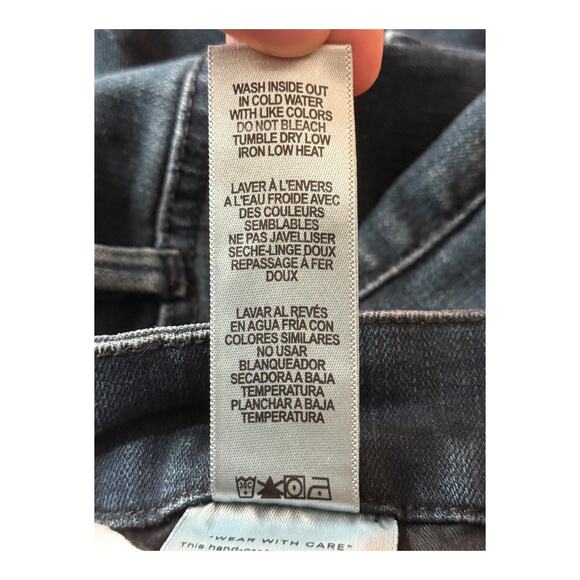 Good American Good Waist Crop skinny raw hem jeans dark blue size 26 - Picture 7 of 7